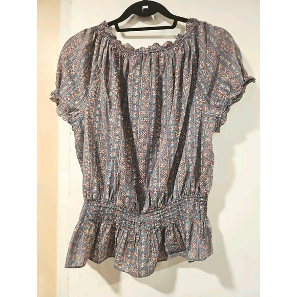 Lauren Ralph Lauren Short Sleeve Blouse LRG Multicolor Babydoll Bella Swan Y2K - Picture 4 of 8